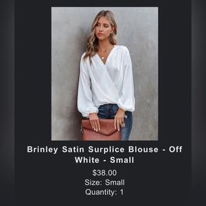 Vici - Brinley Satin Surplice Blouse - Off
White - Small